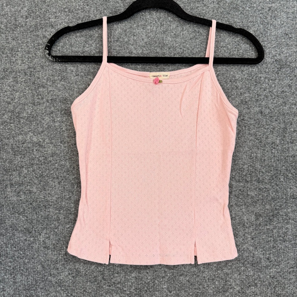 Dolls Kill Heart &‎ Hips Shirt Womens Large Pink Cami Rosette Tank Y2K Coquette